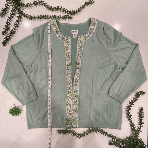 Together Aqua Cardigan with Bead Sequin and Embroidery Detail - Picture 9 of 10